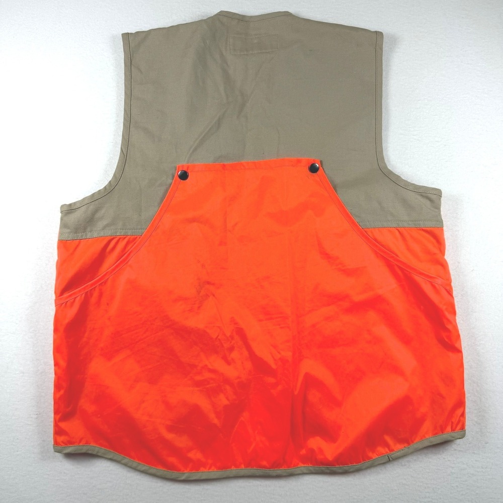 Winchester Mens Blaze Orange Tan Cotton Duck Canvas Hunting Game Vest Medium - Picture 9 of 11